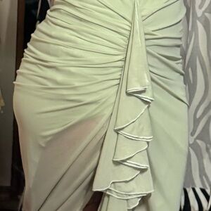 Sage Green Ruffled Ruched Skirt